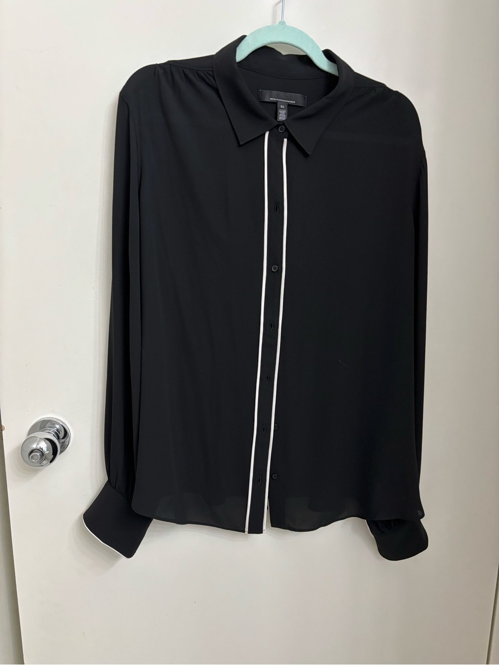White House Black Market “soft shirt” with piping